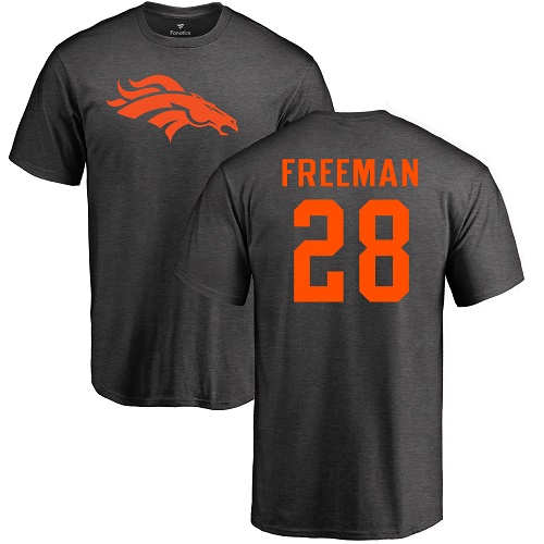 Denver Broncos Royce Freeman Ash - #28 Football T-Shirt One Color