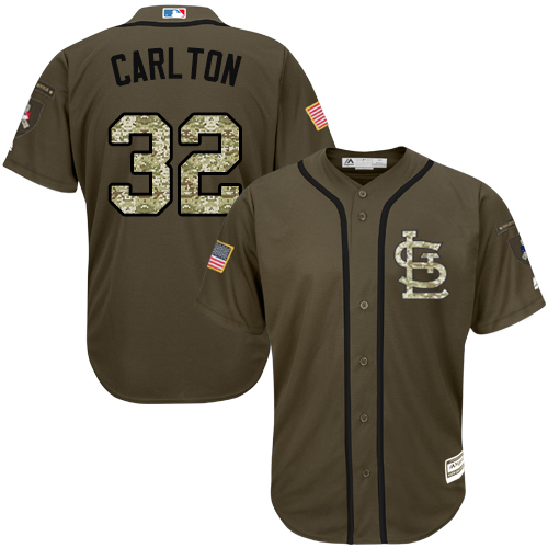 Youth Authentic Steve Carlton Green Jersey - #32 Baseball St. Louis Cardinals Salute To Service